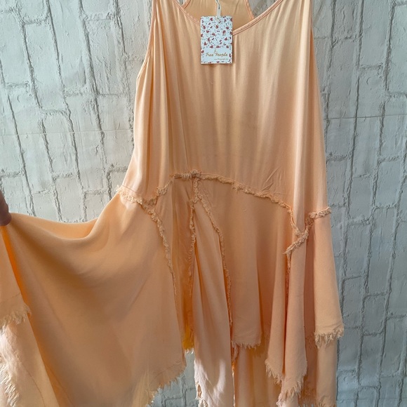Free People Intimately Boho Shredded Raw Hem Slip Dress Coral sands Sz S NWT! - Picture 2 of 9